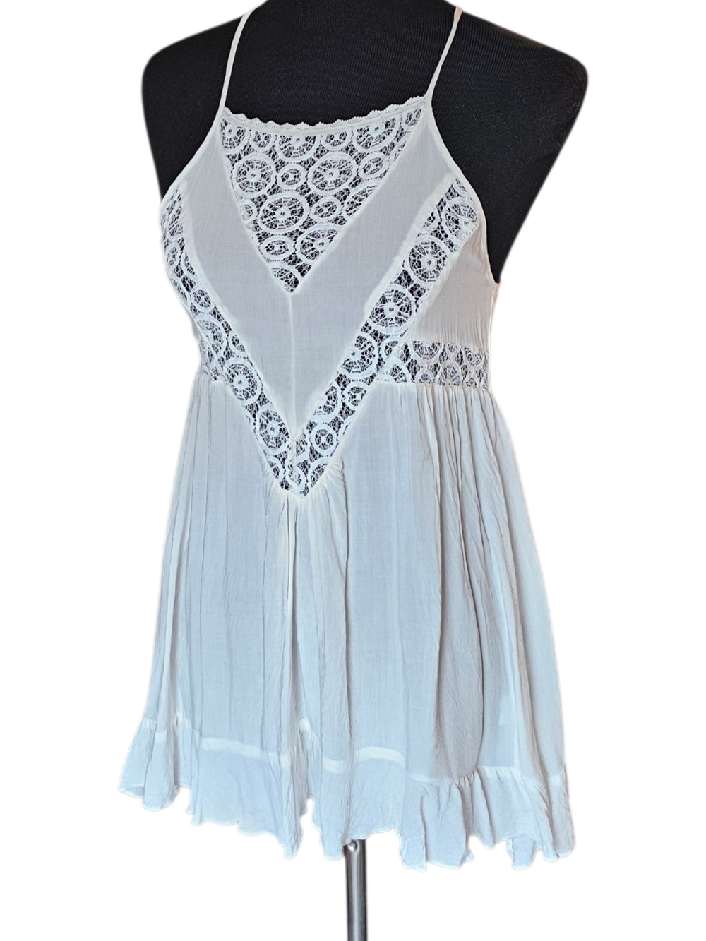 LA Hearts White Lace Babydoll Tank Top S Boho Layering Tunic Free People Style